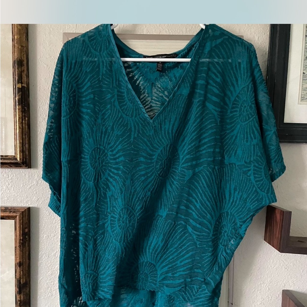 White House Black Market Teal Lace Top